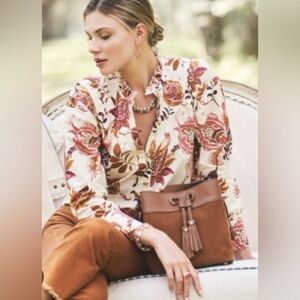 Spartina 449 Floral Shirt - Cream and Pink